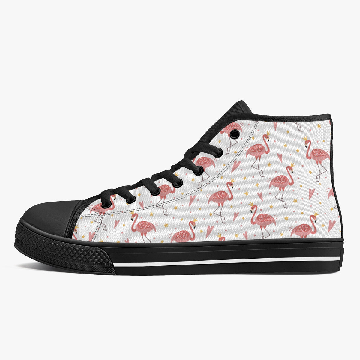 Crake High Top Flamingos laced custom prints canvas shoes