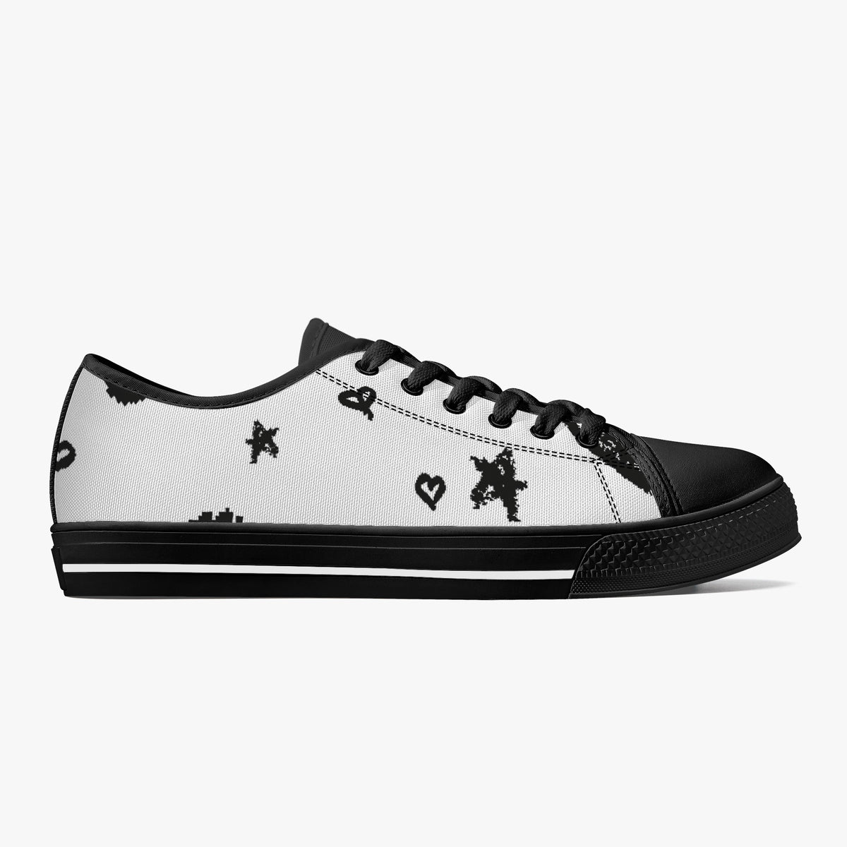 Crake Low Top Star and Love Graffiti laced custom prints canvas shoes