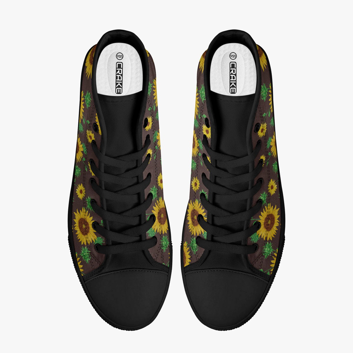 Crake High Top Sunflowers laced custom prints canvas shoes