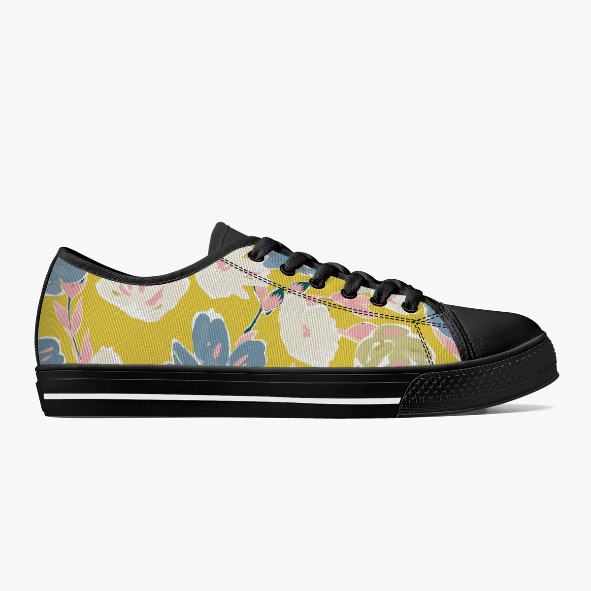 Crake Low Top Flower Painting laced custom prints canvas shoes