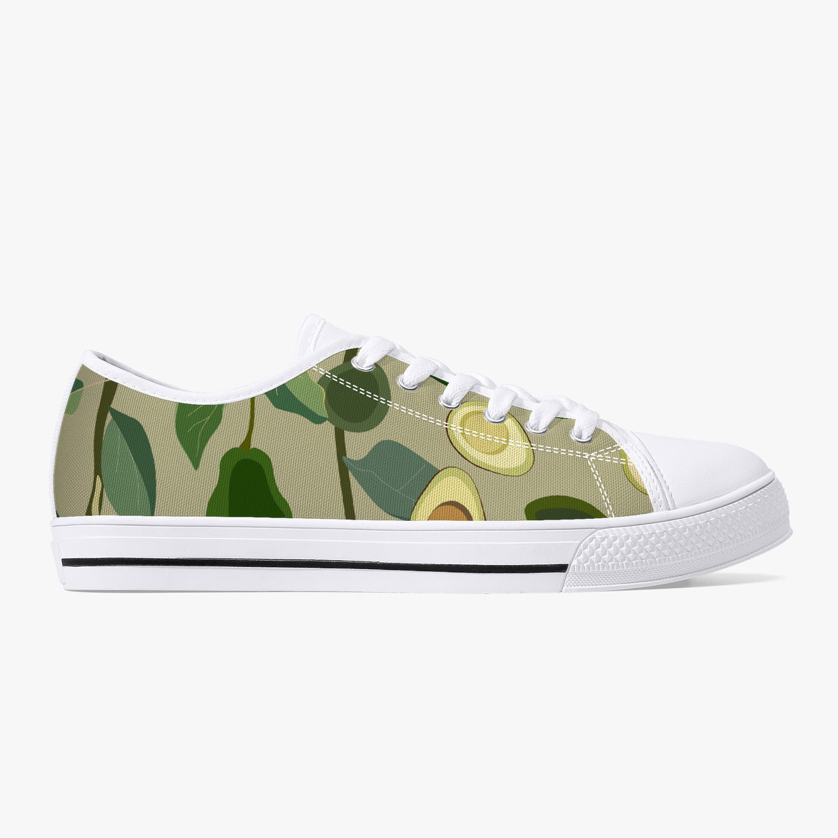 Crake Low Top Avocado laced custom prints canvas shoes