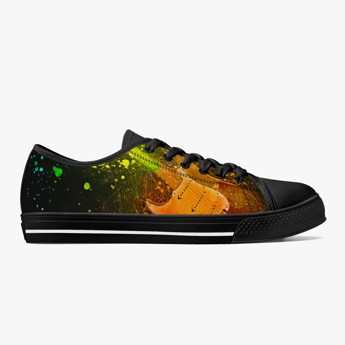 Crake Low Top Faded Guitar laced custom prints canvas shoes