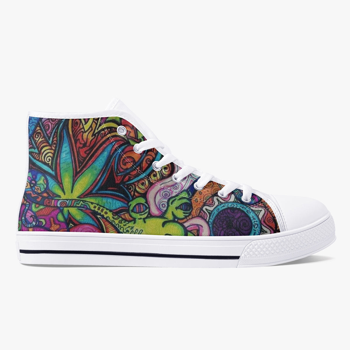 Crake High Top Green Ape laced custom prints canvas shoes