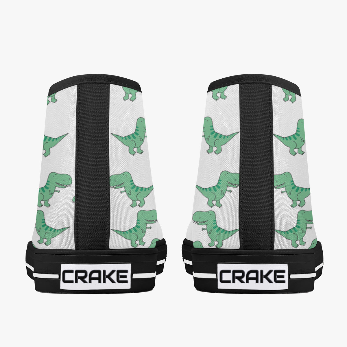 Crake High Top Green Dinosaurs laced custom prints canvas shoes