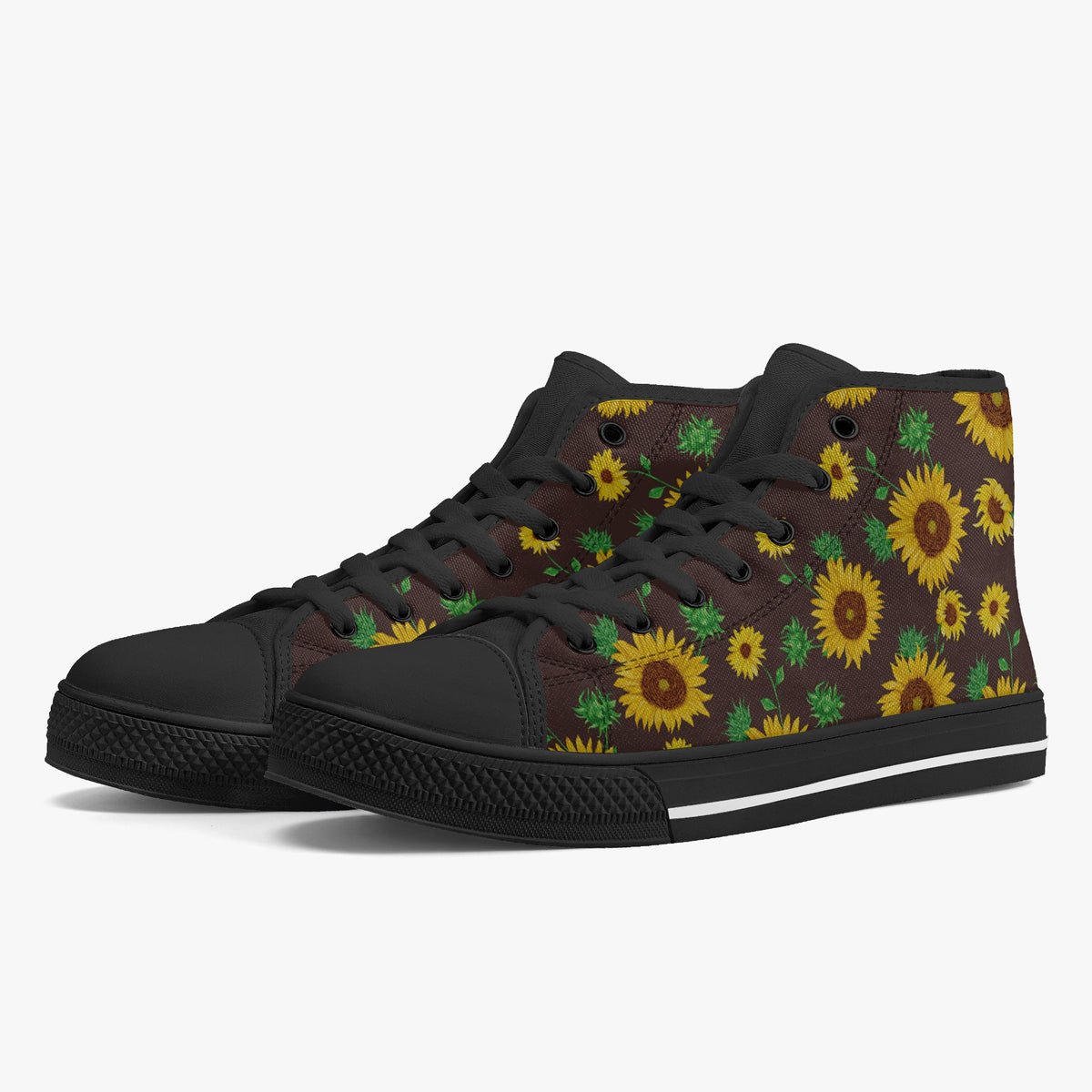 Crake High Top Sunflowers laced custom prints canvas shoes