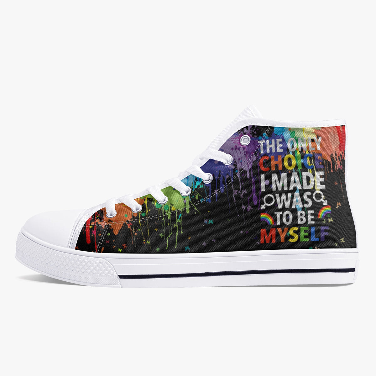 Crake High Top The Only Choice I Made Was To Be Myself laced custom prints canvas shoes