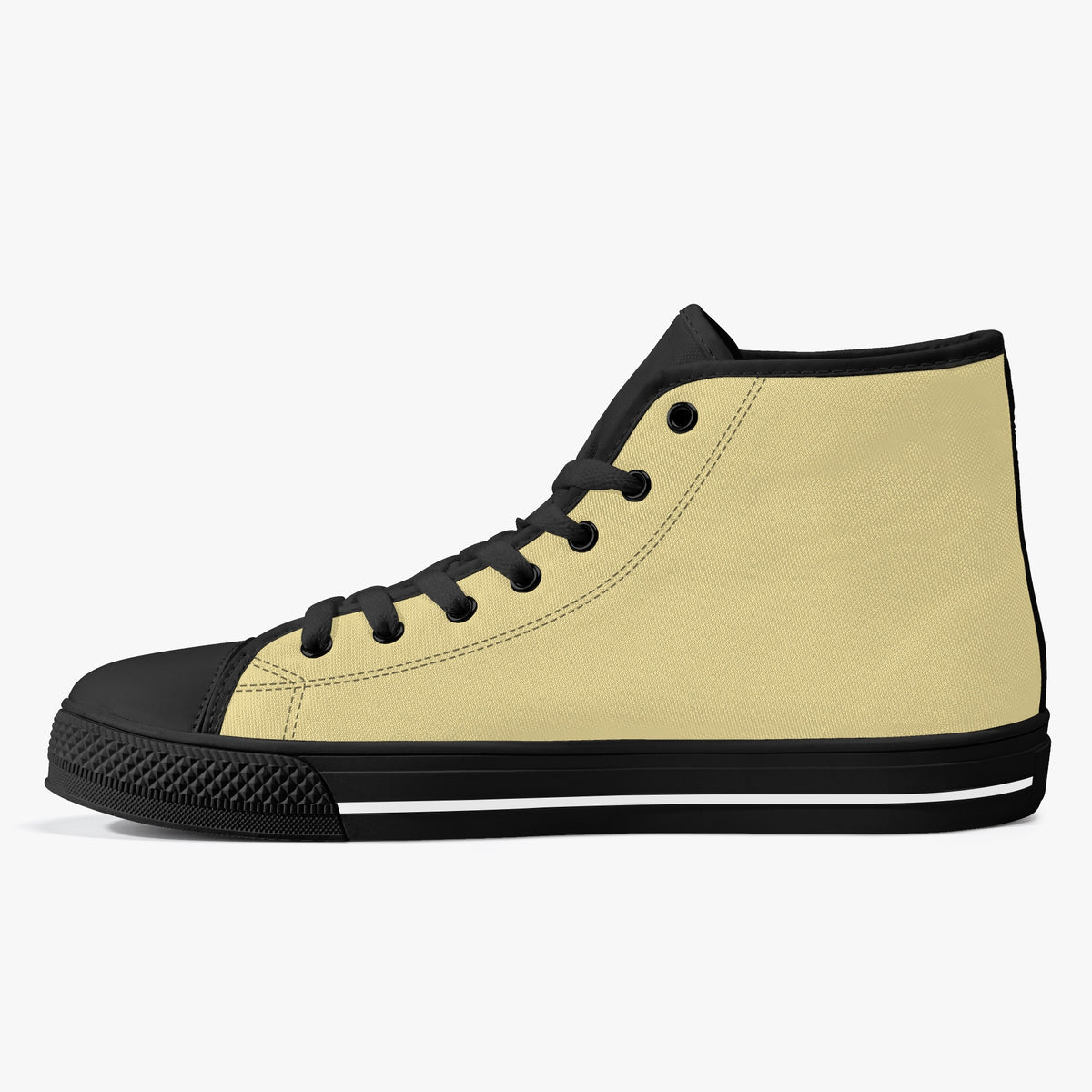 Crake High Top Flaxen laced high top plain color canvas shoes