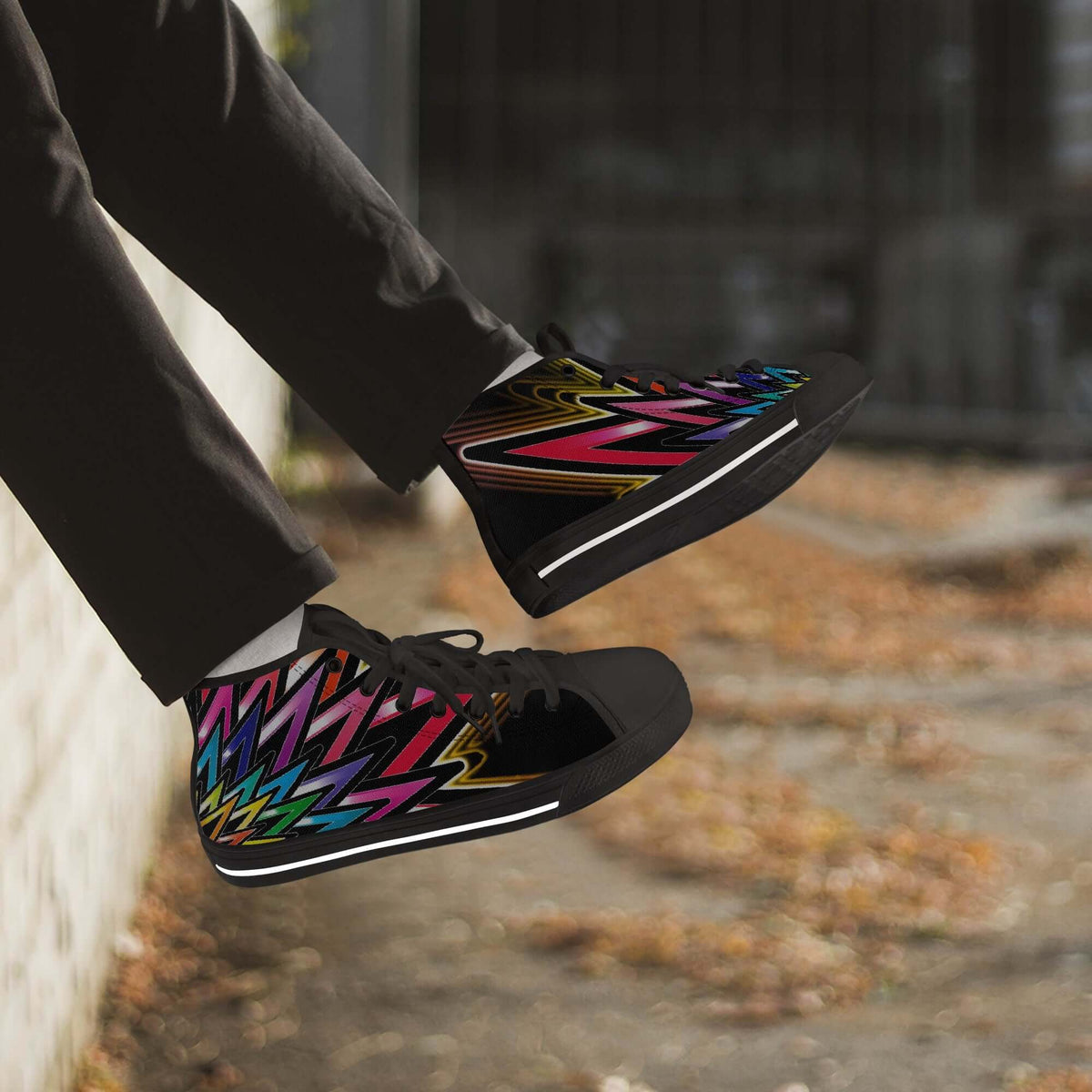 Crake High Top Abstract Graffiti laced custom prints canvas shoes