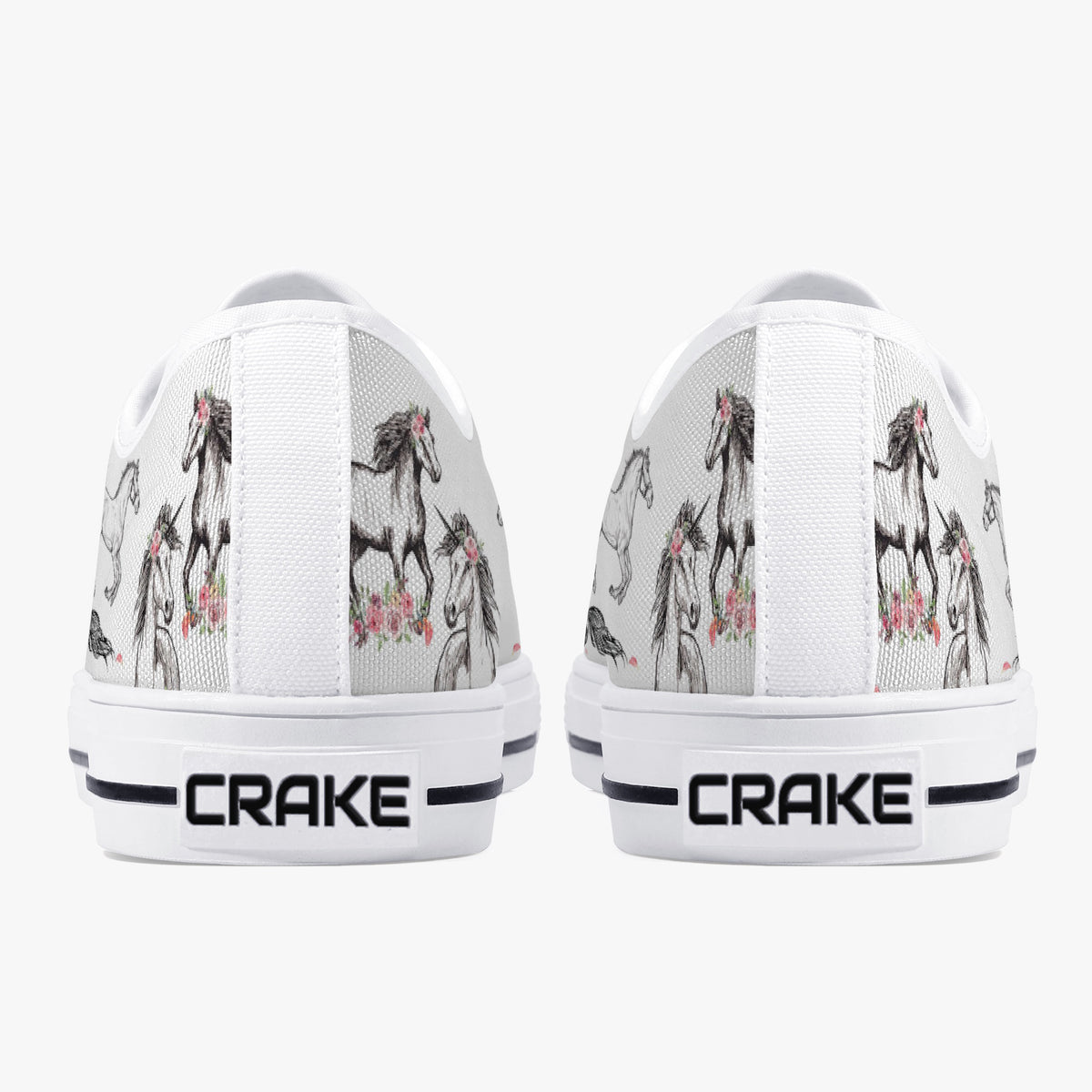 Crake Low Top Unicorns laced custom prints canvas shoes