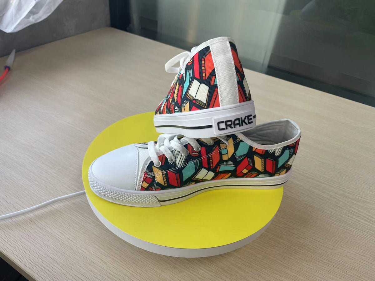 Crake Low top Books of wisdom laced custom prints canvas shoes