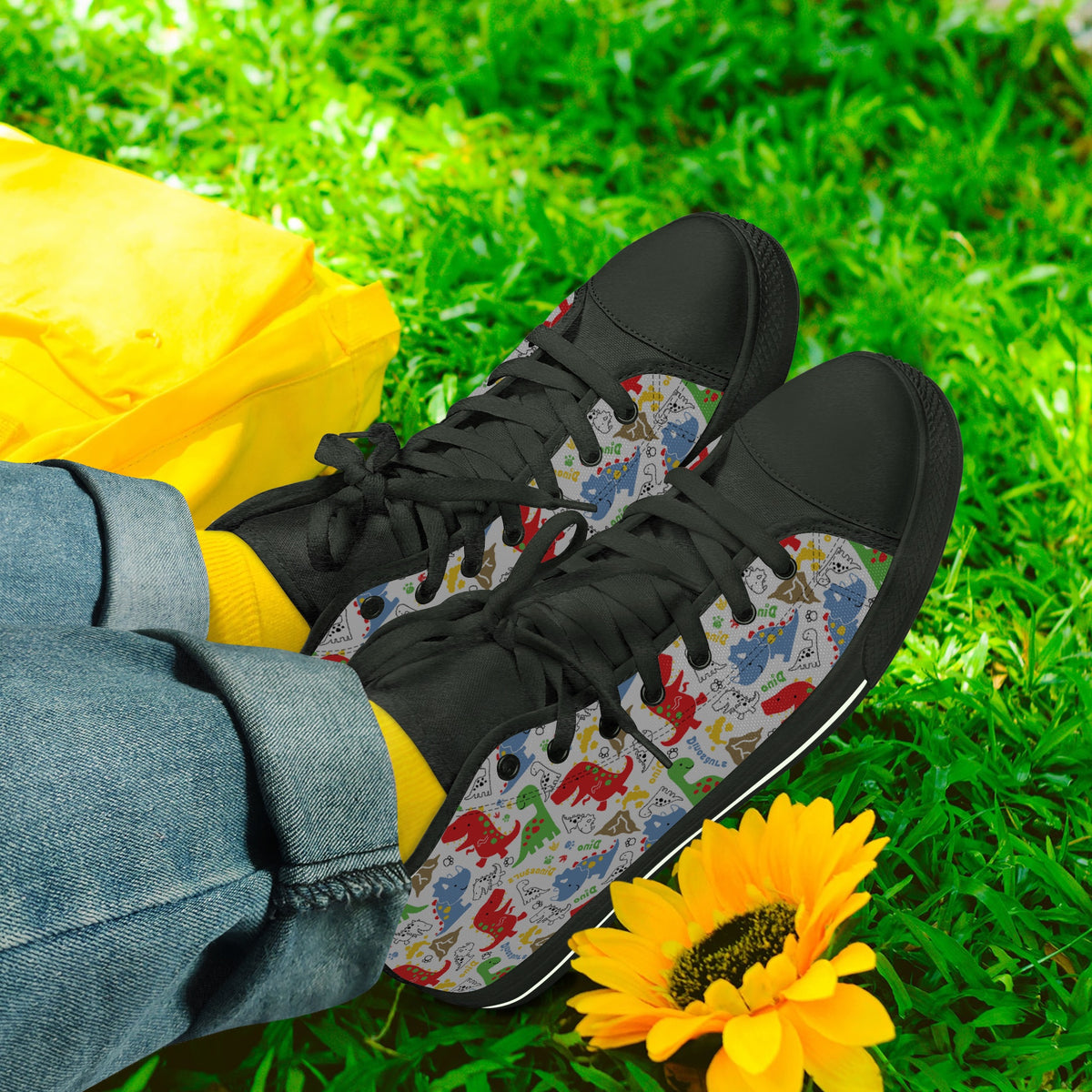 Crake High Top Little Dinosaurs 2 laced custom prints canvas shoes