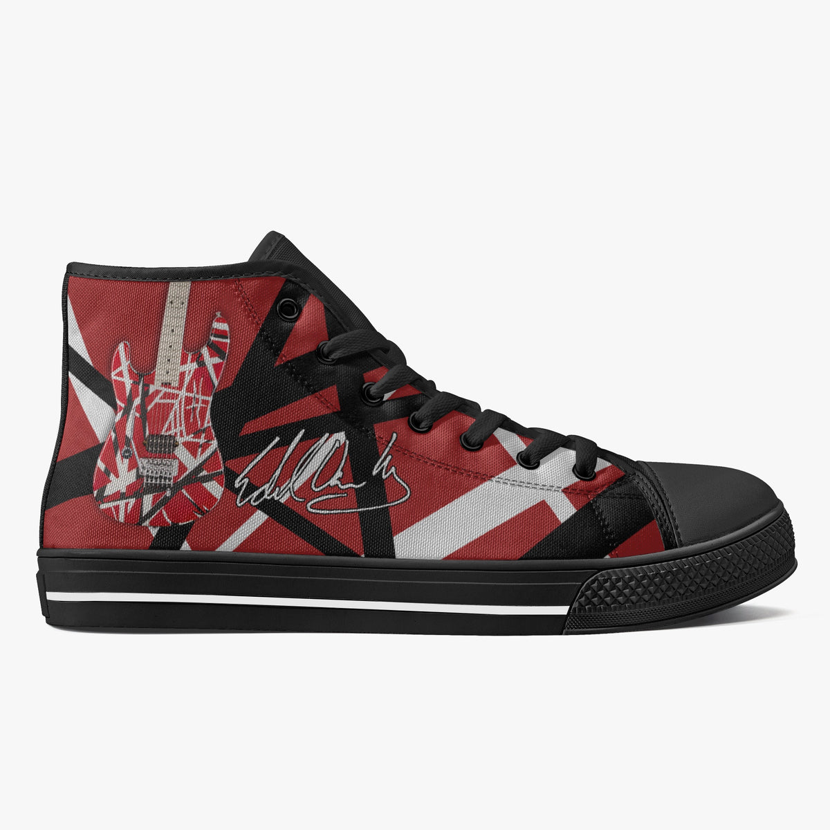 Crake High Top Red Guitar laced custom prints canvas shoes