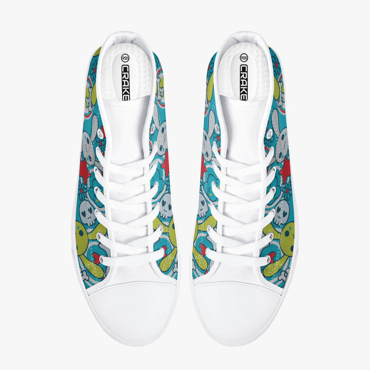 Crake High Top The Rabbits laced custom prints canvas shoes