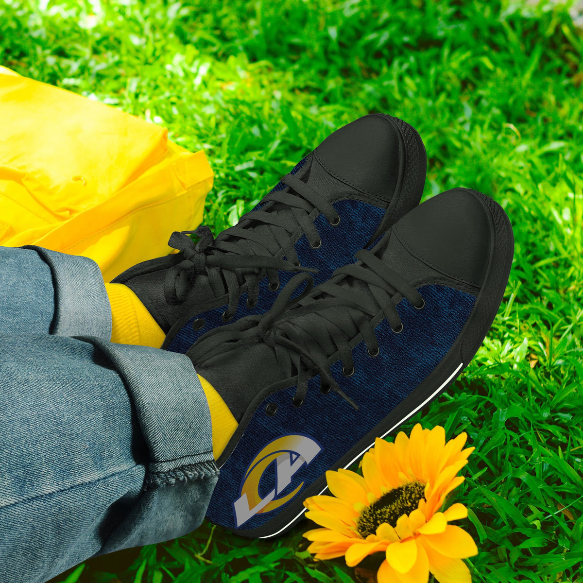 Crake High Top LA laced custom prints canvas shoes