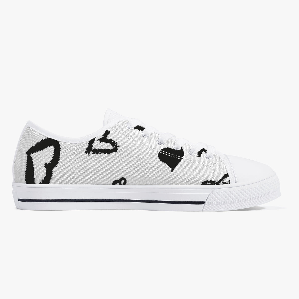 Crake Low Top Star and Love Graffiti laced custom prints canvas shoes