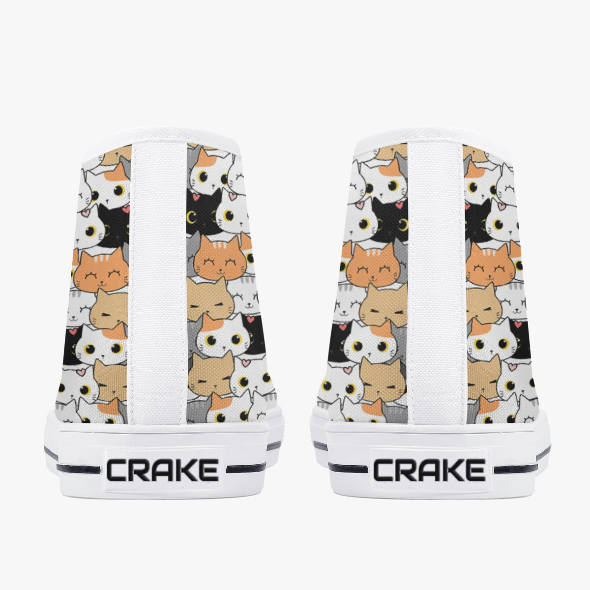 Crake High Top Cats laced custom prints canvas shoes