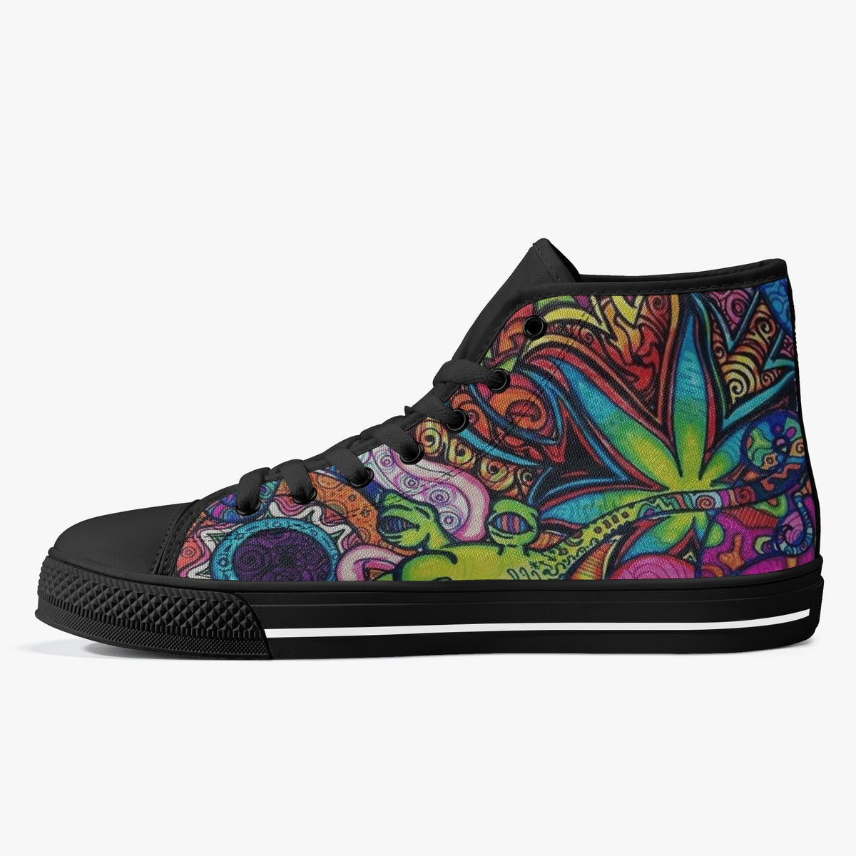 Crake High Top Green Ape laced custom prints canvas shoes