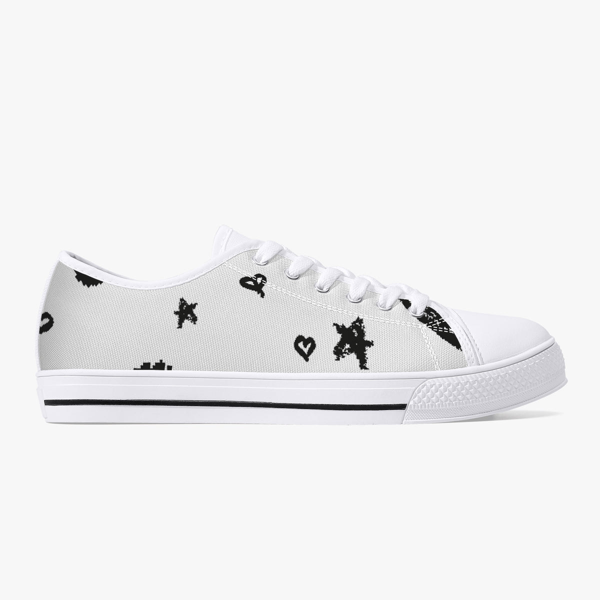 Crake Low Top Star and Love Graffiti laced custom prints canvas shoes