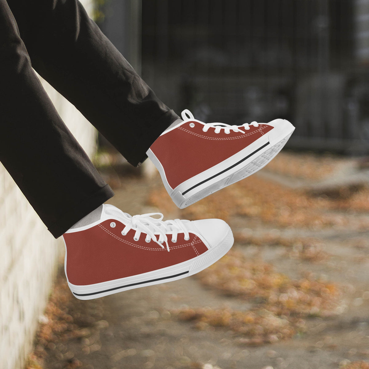 Crake High Top Orange laced custom prints canvas shoes