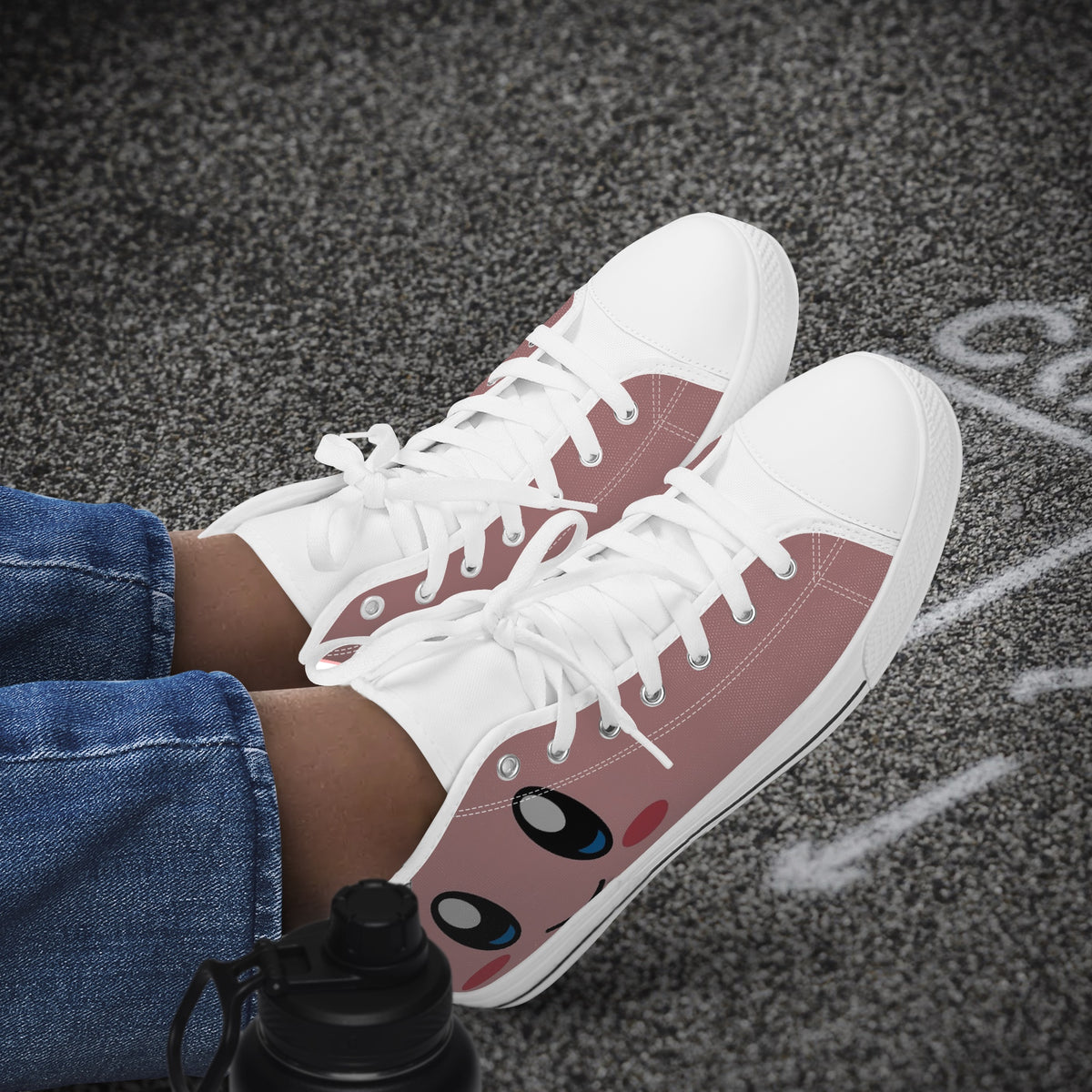 Crake High Top Smiley Face laced custom prints canvas shoes