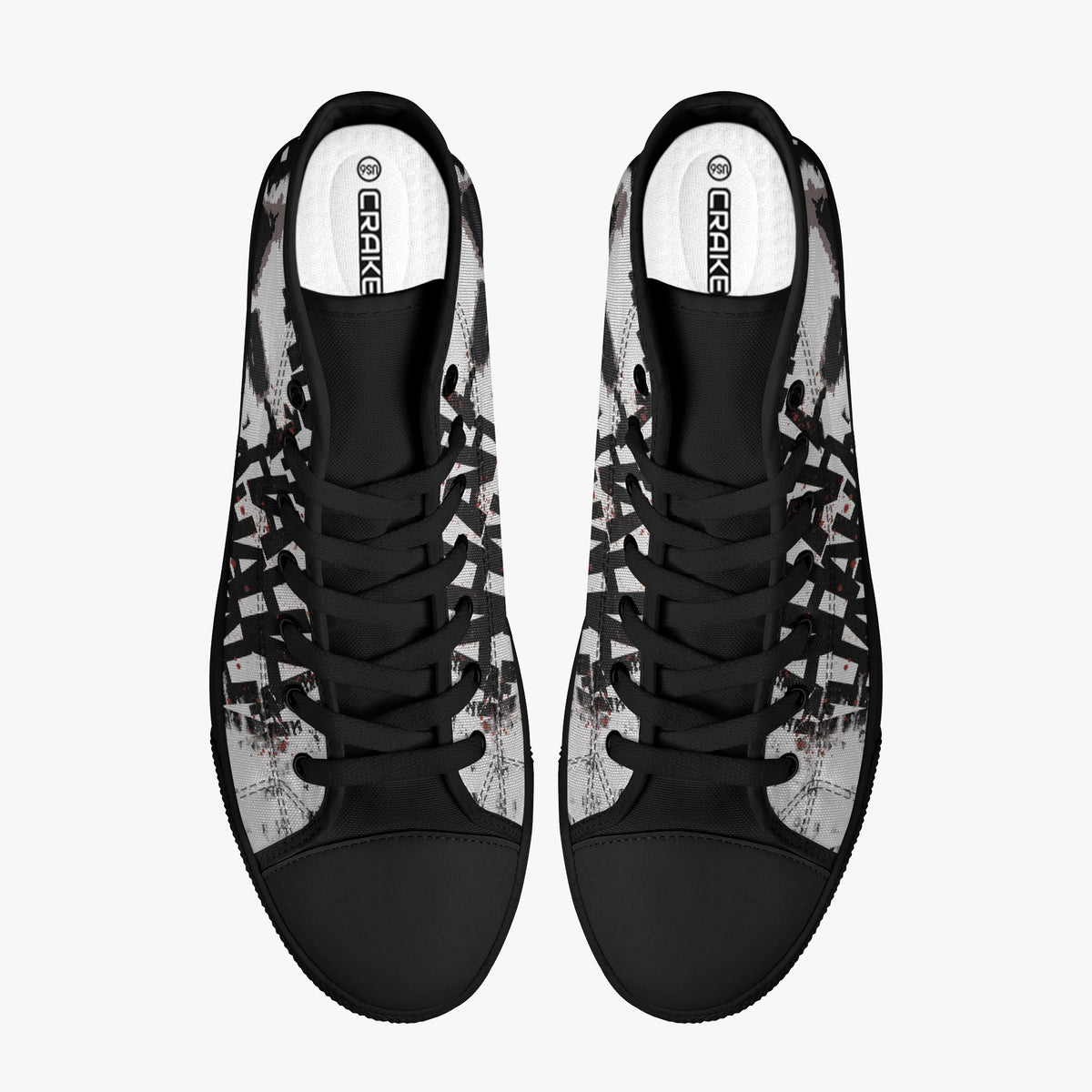 Crake High Top The Clown laced custom prints canvas shoes