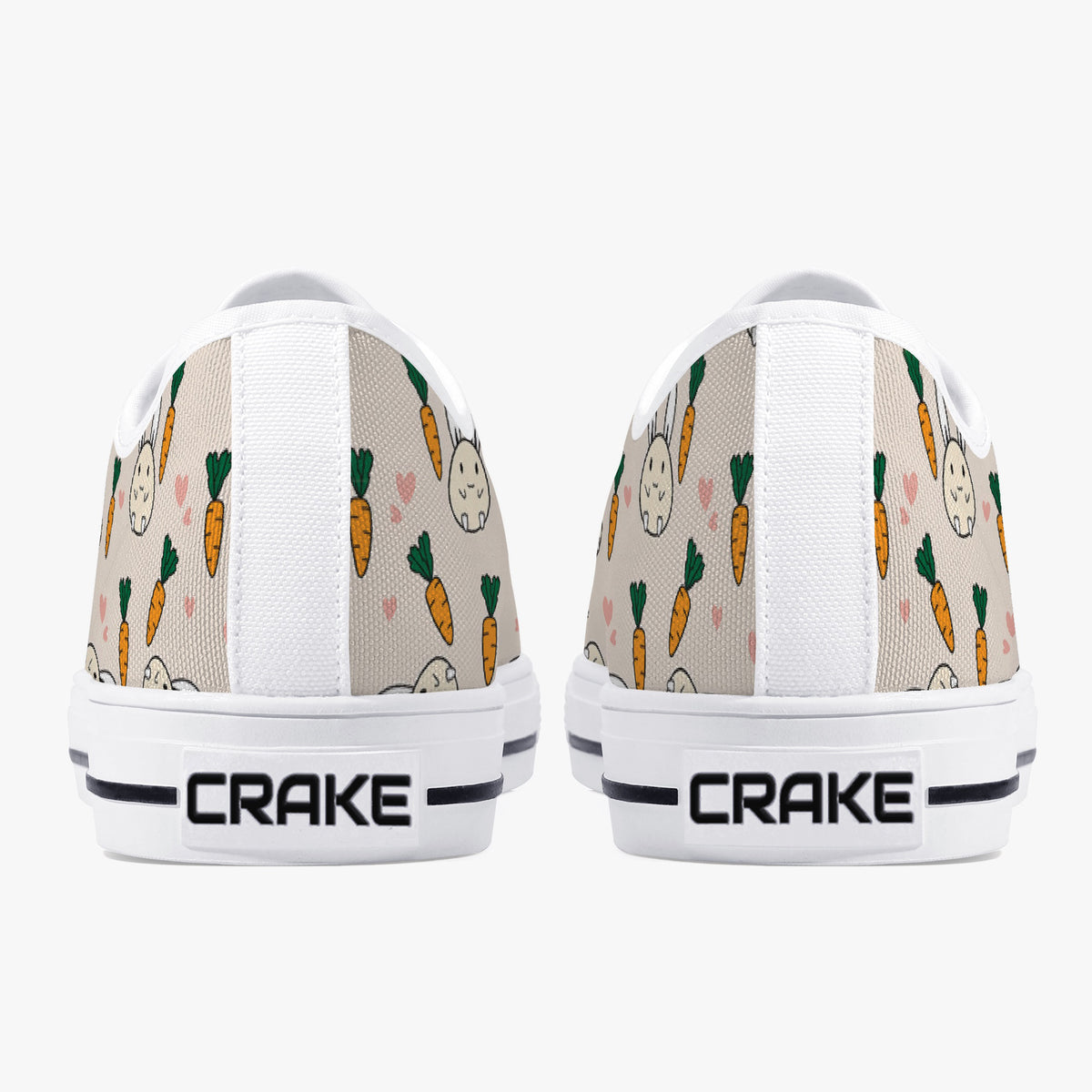 Crake Low Top Rabbits and Carrots laced custom prints canvas shoes