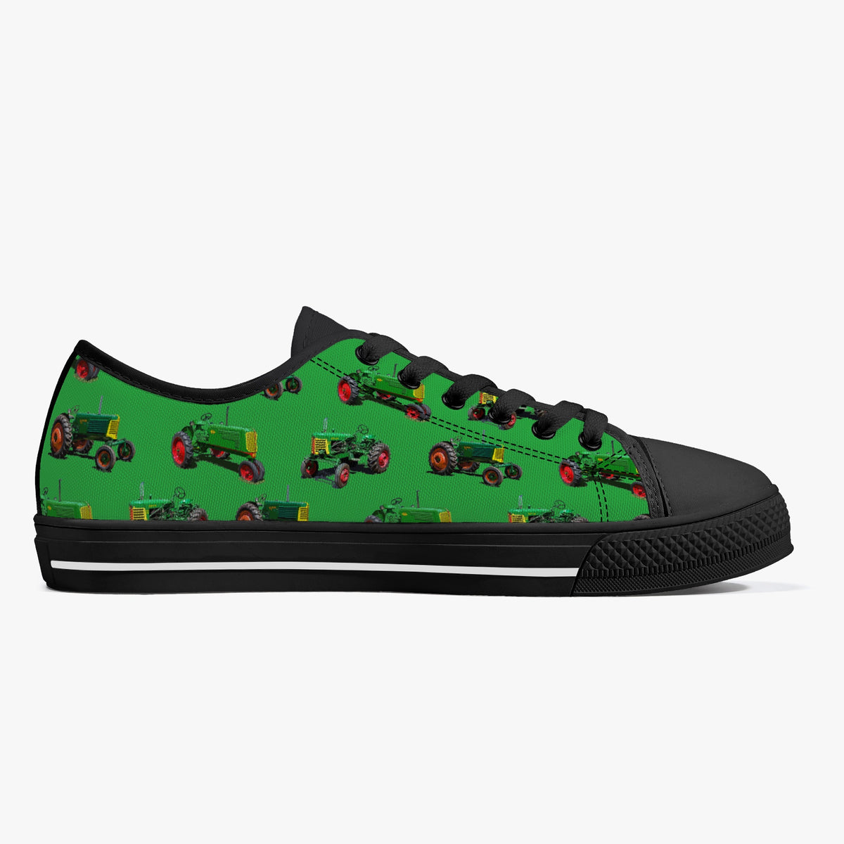 Crake Low Top Tractors laced custom prints canvas shoes