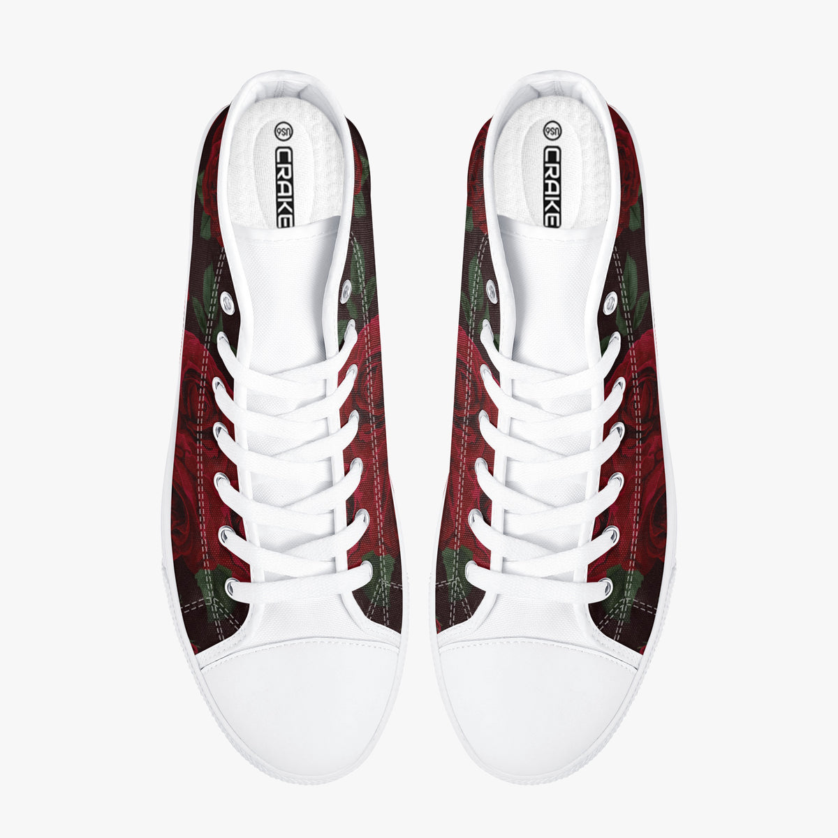 Crake High Top Roses laced custom prints canvas shoes
