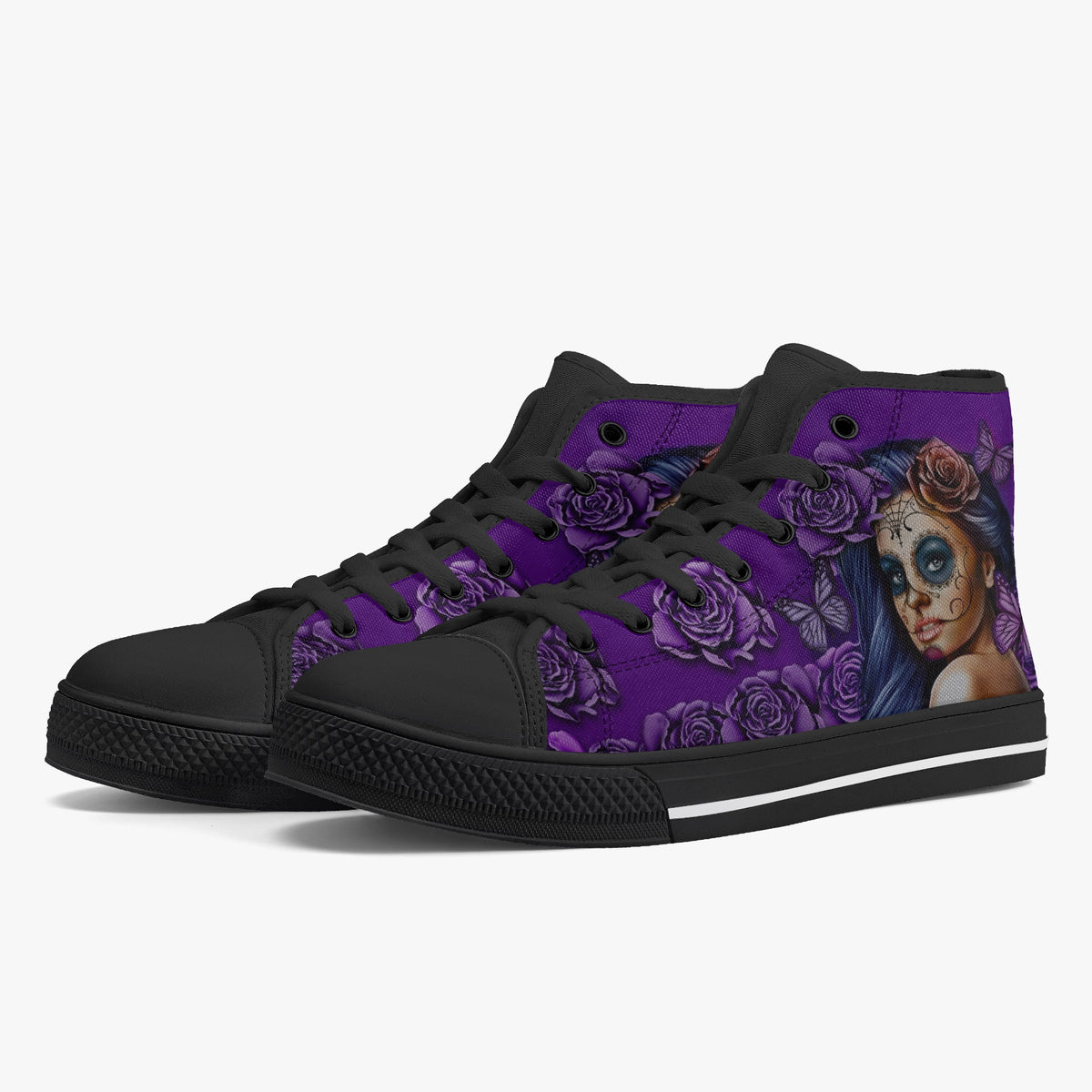 Crake High Top Purple Rose laced custom prints canvas shoes