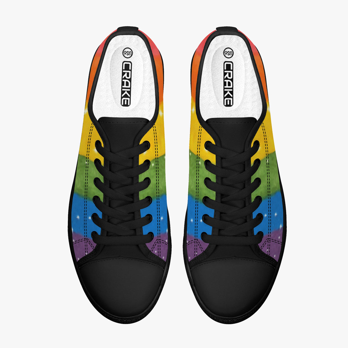 Crake Low Top Rainbow 2 laced custom prints canvas shoes