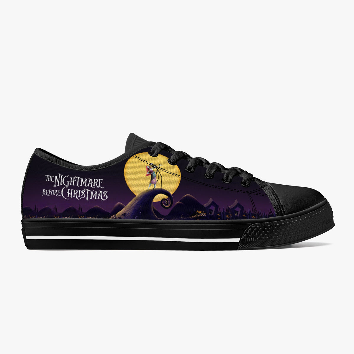 Crake Low Top Nightmare before Christmas laced custom prints canvas shoes