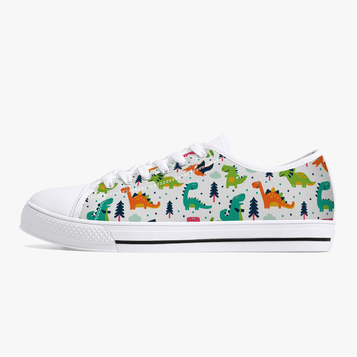 Crake Low Top Dinasaurs laced custom prints canvas shoes