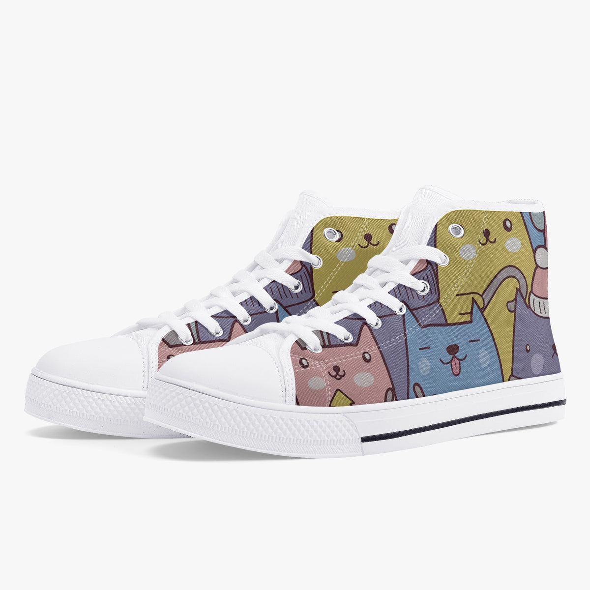 Crake High Top Doo Doo Cats laced custom prints canvas shoes