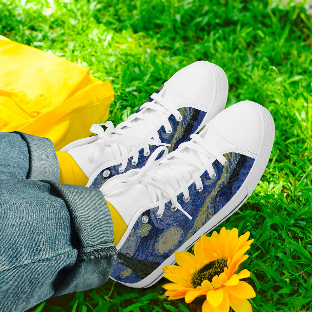 Crake High Top Starry Night laced custom prints canvas shoes