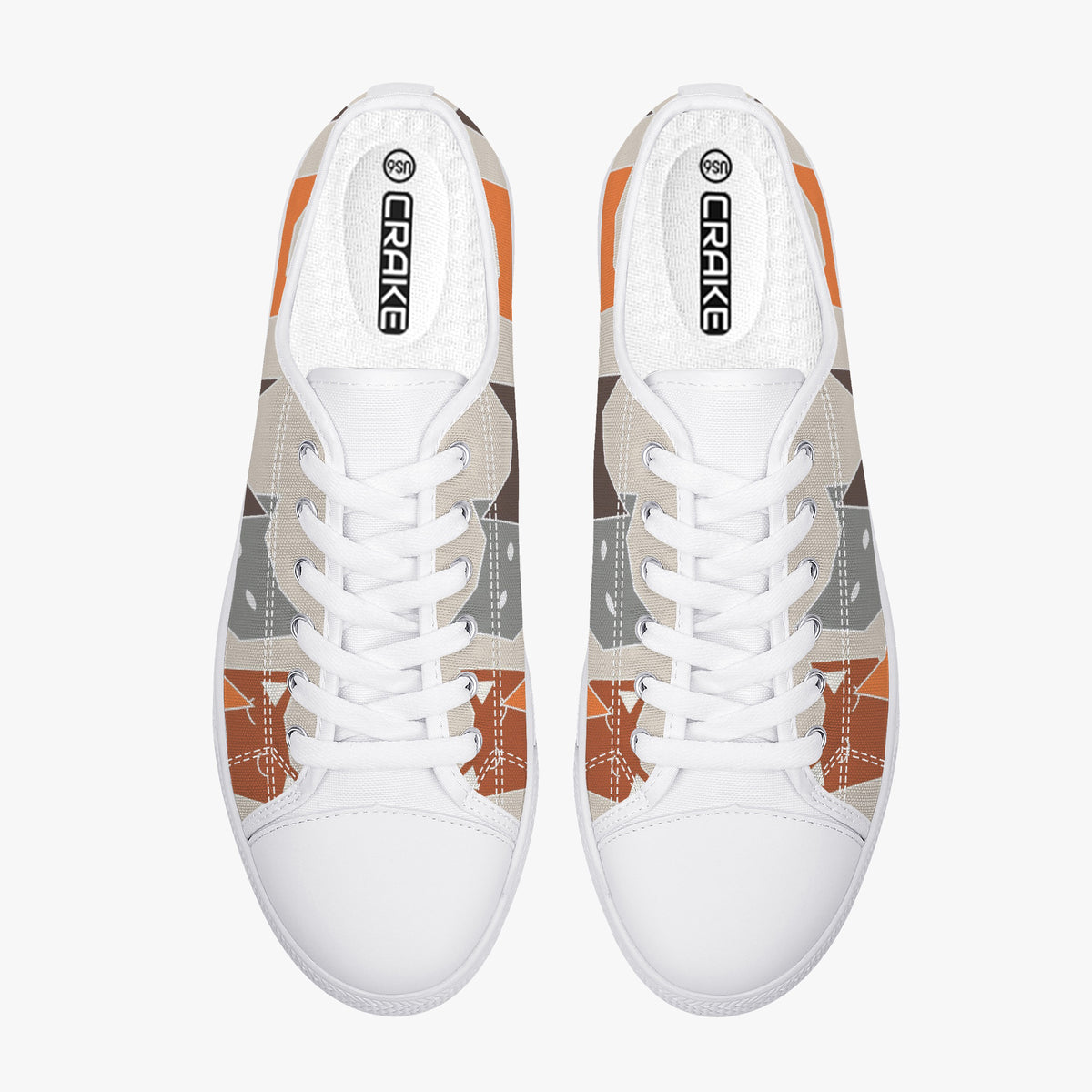 Crake Low Top Polygon Cats laced custom prints canvas shoes