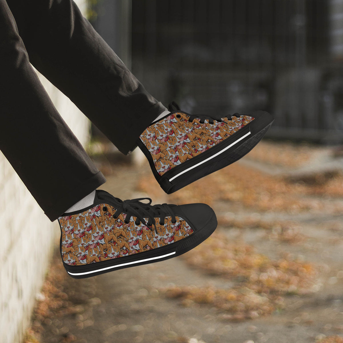 Crake High Top Pitbulls laced custom prints canvas shoes