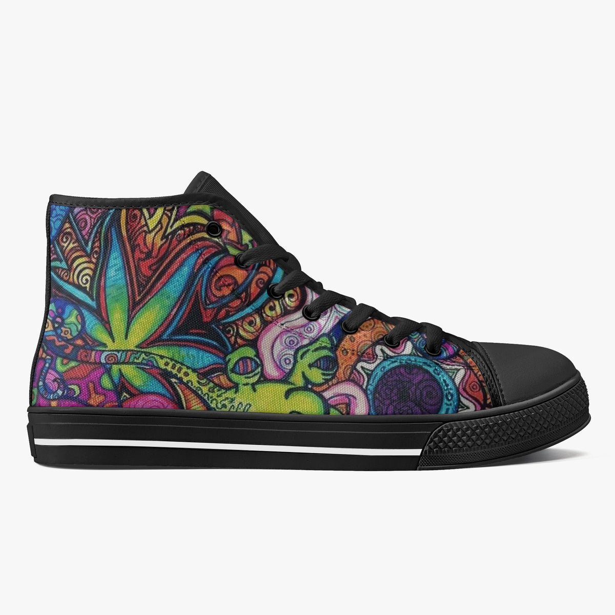Crake High Top Green Ape laced custom prints canvas shoes