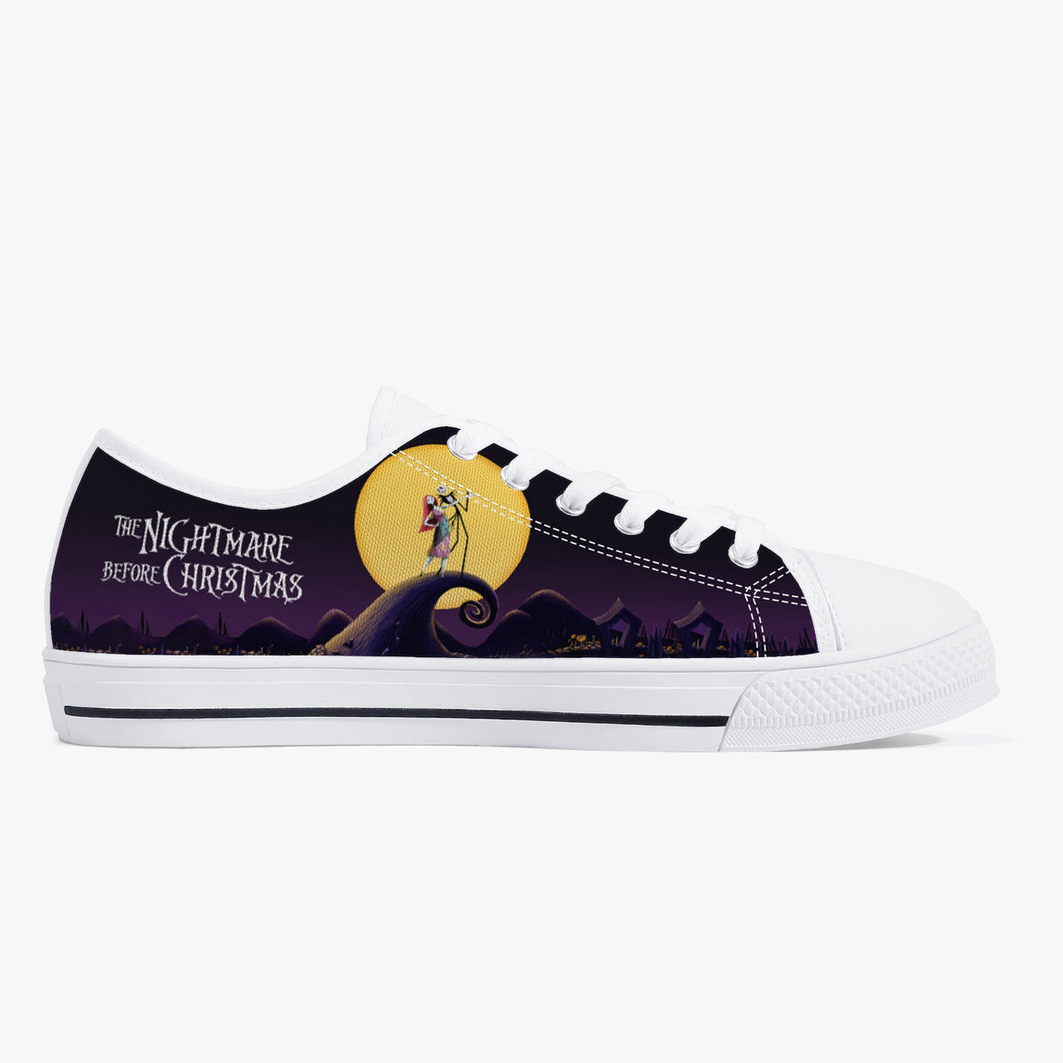 Crake Low Top Nightmare before Christmas laced custom prints canvas shoes