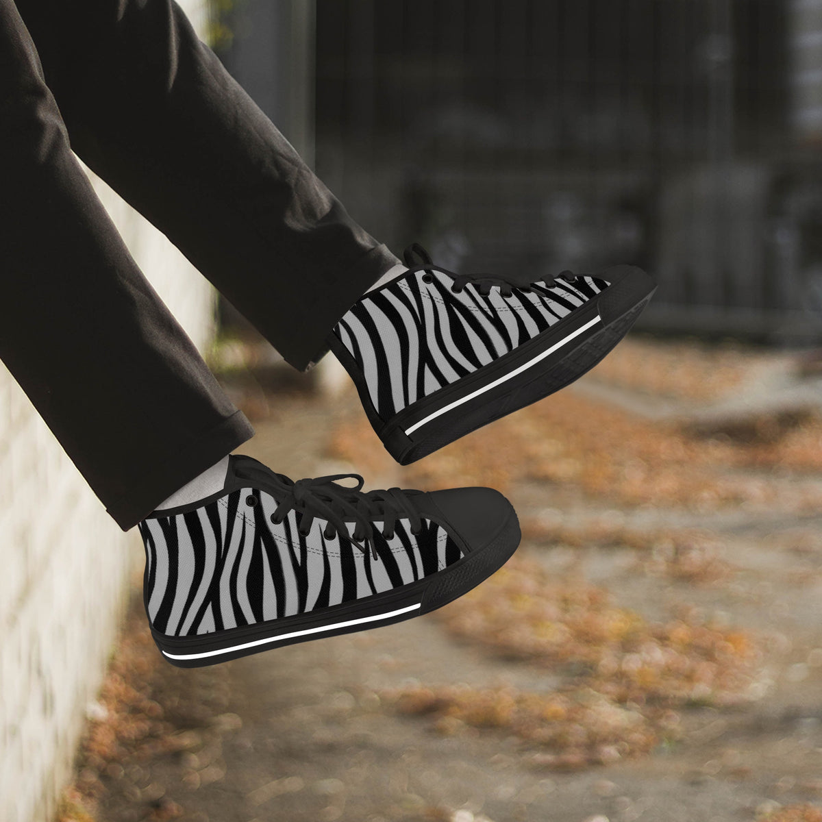 Crake High Top Zebra laced custom prints canvas shoes