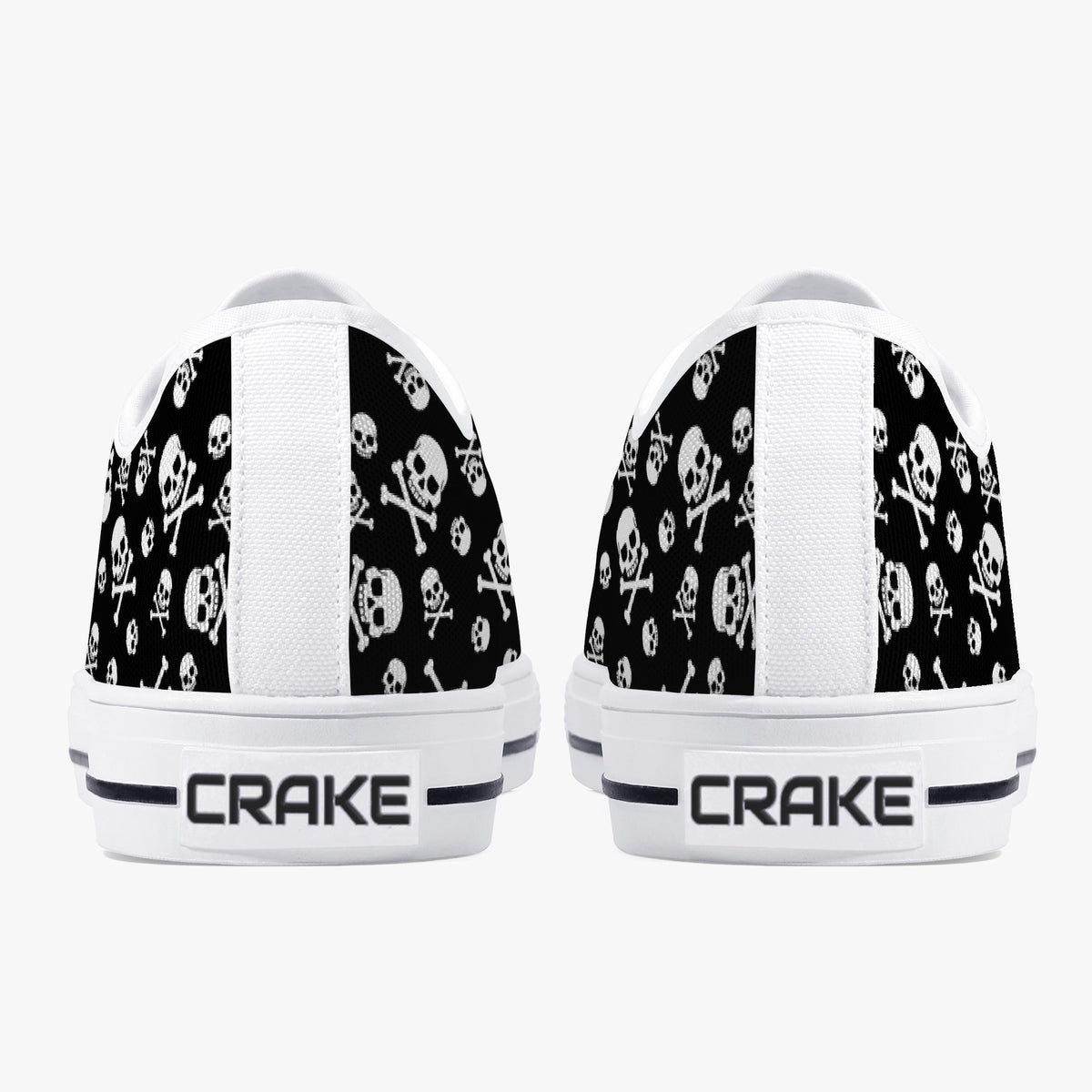 Crake Low Top Skulls laced custom prints canvas shoes