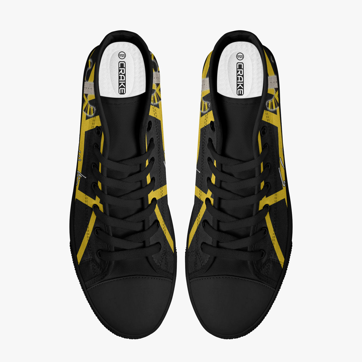 Crake High Top Yellow Guitar laced custom prints canvas shoes