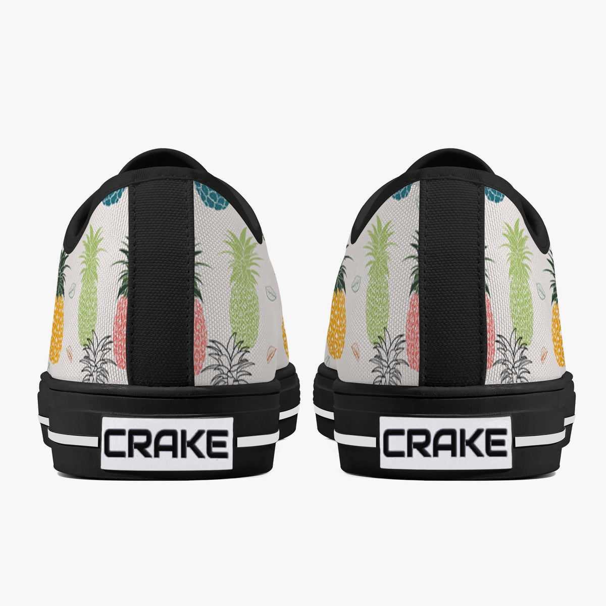 Crake Low Top Fancy Pineapples laced custom prints canvas shoes