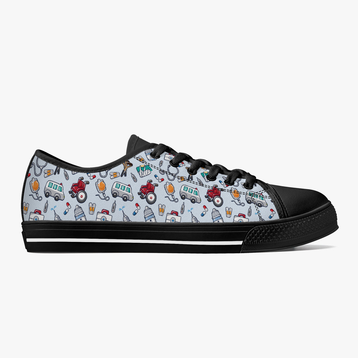 Crake Low Top Ambulances laced custom prints canvas shoes