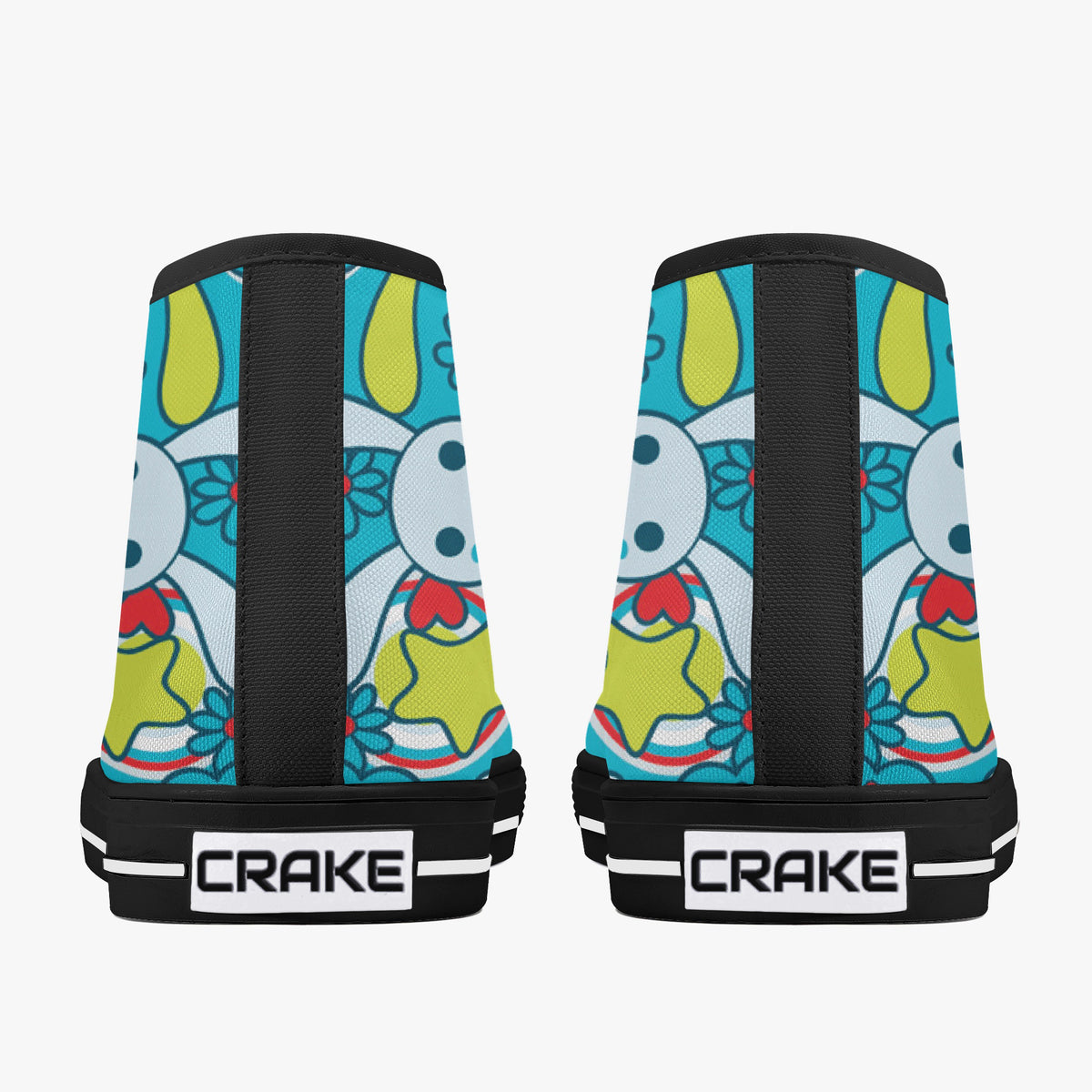 Crake High Top The Rabbits laced custom prints canvas shoes