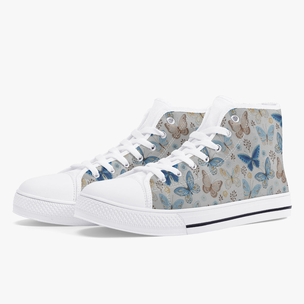 Crake High Top Butterflies laced custom prints canvas shoes