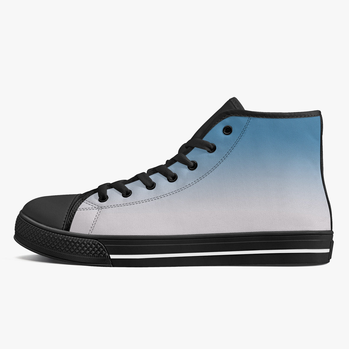 Crake High Top Sky Sneaker with black toe cap and sole, side view