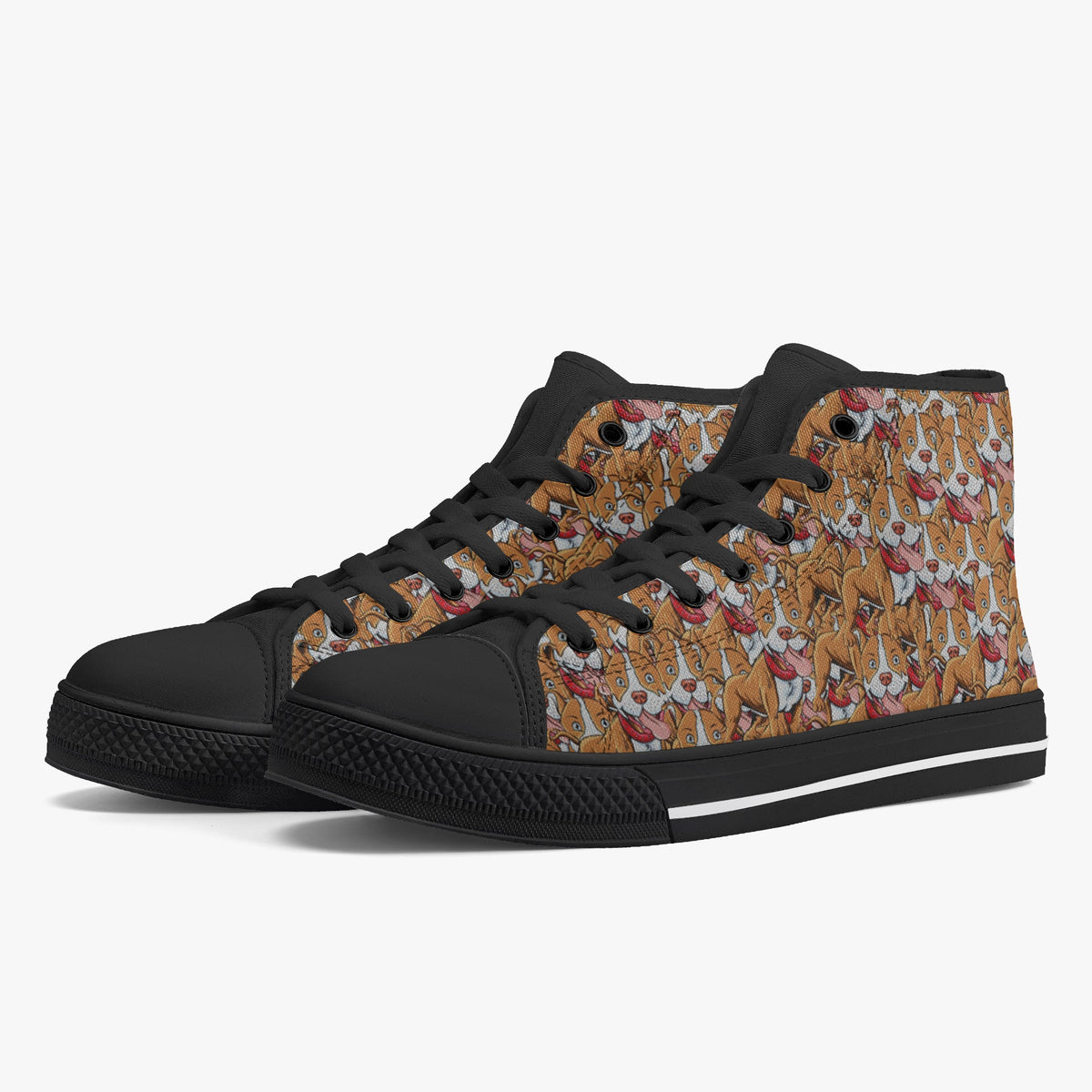 Crake High Top Pitbulls laced custom prints canvas shoes