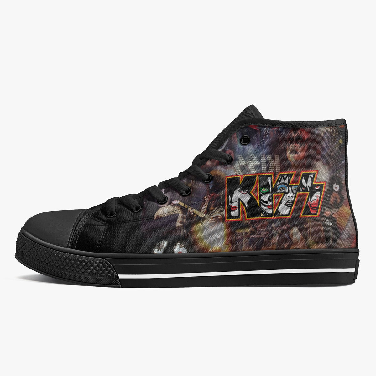 Crake High Top Kiss laced custom prints canvas shoes