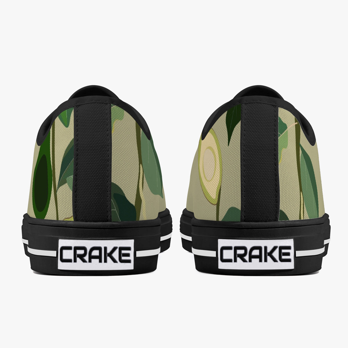 Crake Low Top Avocado laced custom prints canvas shoes