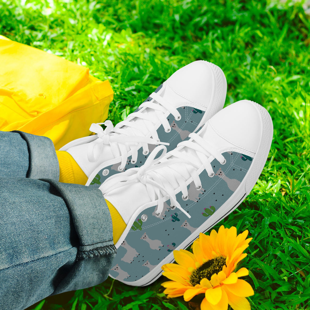 Crake High Top Alpaca 2 laced custom prints canvas shoes